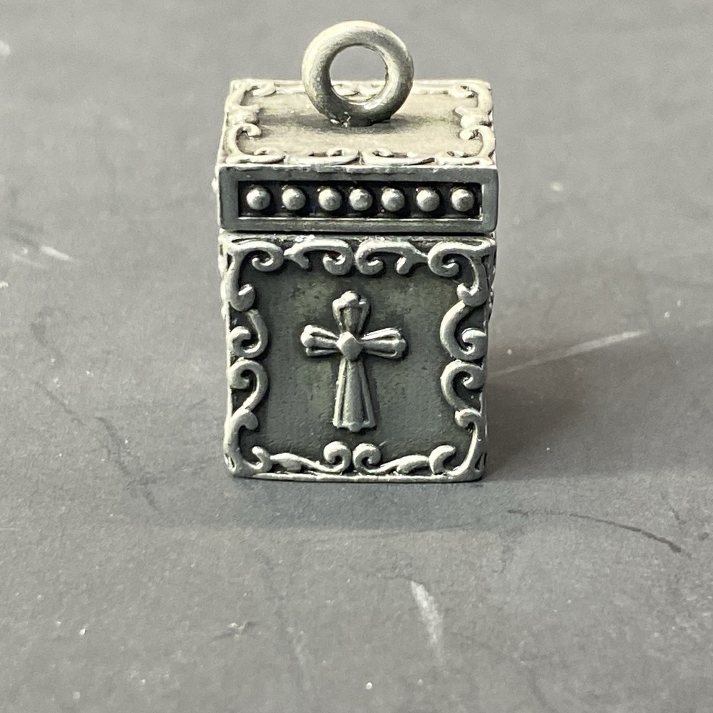 The Three Angels Prayer Box Pendant and Angel Charms Pewter Religious